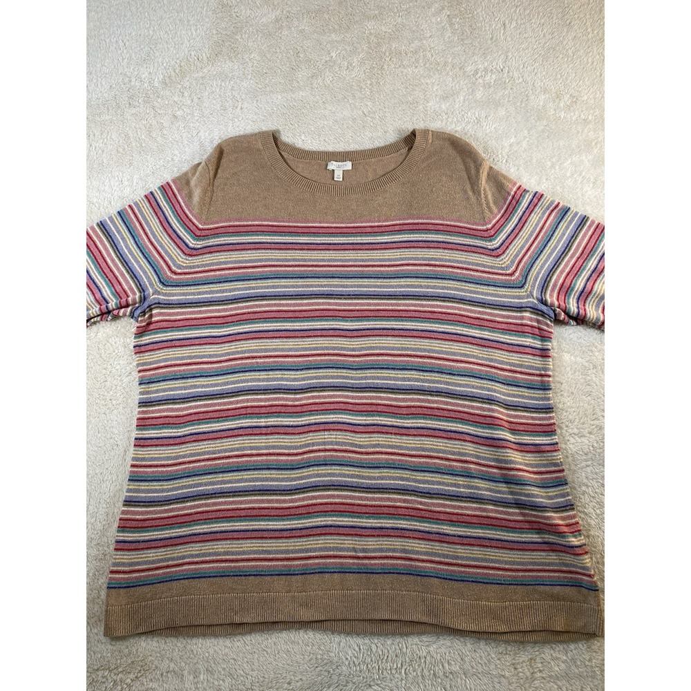 Talbots Colorful Striped Women's 2X Lightweight Knit Sweater - Picture 3 of 14